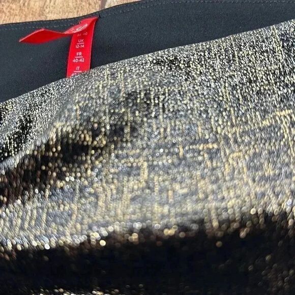 Spanx By Sara Blakely Black/ Gold Shimmer Velvet Leggings Women’s Sz M - Picture 3 of 7